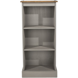 Corona 3 Shelf Grey Wax Finish Low Narrow Bookcase - Wilko - thumbnail 3