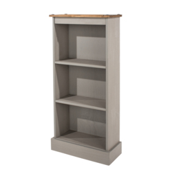 Corona 3 Shelf Grey Wax Finish Low Narrow Bookcase - Wilko - thumbnail 4
