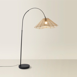 ValueLights Louis Natural Wicker Tapered Shade Black Curved LED Floor Lamp - Size: 180 x 45 x 105cm - Wilko - thumbnail 6