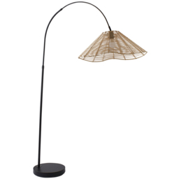 ValueLights Louis Natural Wicker Tapered Shade Black Curved LED Floor Lamp - Size: 180 x 45 x 105cm - Wilko - thumbnail 1