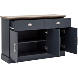 GFW Kendal 3 Door 2 Drawer Slate Blue Large Sideboard - Size: 39 x 117 x 77cm - Wilko - thumbnail 6