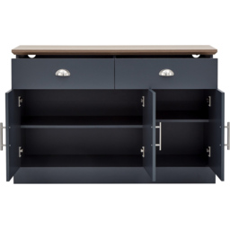 GFW Kendal 3 Door 2 Drawer Slate Blue Large Sideboard - Size: 39 x 117 x 77cm - Wilko - thumbnail 4