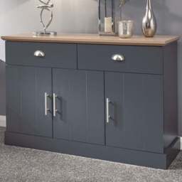 GFW Kendal 3 Door 2 Drawer Slate Blue Large Sideboard - Size: 39 x 117 x 77cm - Wilko - thumbnail 1