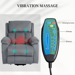 HOMCOM Grey Lift Riser and Recliner Chair with Remote Controller - Size: Single - Wilko - thumbnail 6