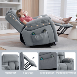 HOMCOM Grey Lift Riser and Recliner Chair with Remote Controller - Size: Single - Wilko - thumbnail 4