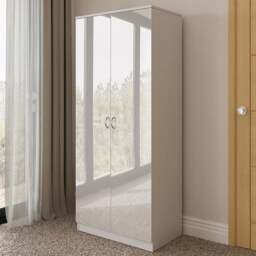 FWStyle Chilton 2 Door White Gloss Wardrobe - Wilko