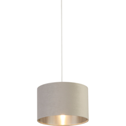 Lighting Collection Light Grey Silver Inner Velvet Drum Shade - Size: 18 x 28 x 28cm - Wilko - thumbnail 4