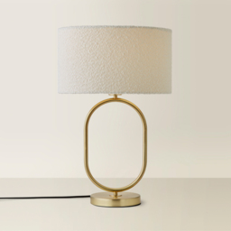 ValueLights Antonia Cream Boucle Drum Shade Brushed Gold Oval LED Table Lamp - Size: 42.3 x 25 x 25cm - Wilko - thumbnail 6
