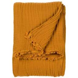 Yard Lark Cumin Large Muslin Cotton Throw 240 x 260cm - Size: 260 x 240cm - Brown - Yard Living - Wilko