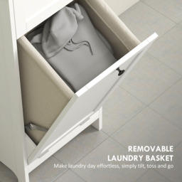 HOMCOM Single Drawer 2 Shelf White Slim Bathroom Storage Unit with Tilt Out Laundry Cabinet - Size: 165 x 30 x 40cm - Wilko - thumbnail 6