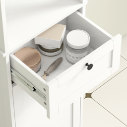 HOMCOM Single Drawer 2 Shelf White Slim Bathroom Storage Unit with Tilt Out Laundry Cabinet - Size: 165 x 30 x 40cm - Wilko - thumbnail 4