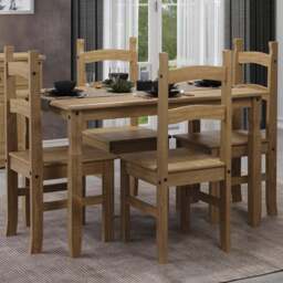 Core Products Corona 4 Seater Dining Set Antique Pine - Brown - Wilko