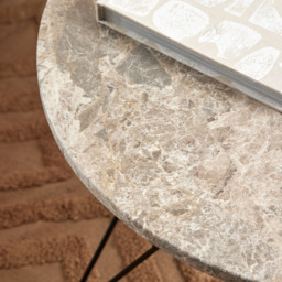 Florence Prunus Brown Marble Round Coffee Table with Matt Black Steel Base - Size: 46.4 x 80 x 80cm - Grey - Furniture To Go - Wilko - thumbnail 6