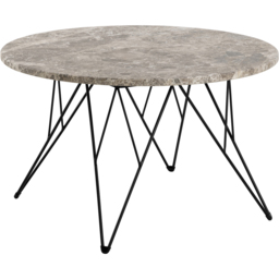Florence Prunus Brown Marble Round Coffee Table with Matt Black Steel Base - Size: 46.4 x 80 x 80cm - Grey - Furniture To Go - Wilko - thumbnail 3