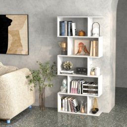 Costway 5 Shelf White S Shaped Bookcase - Size: 6 Shelf - Wilko - thumbnail 4