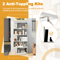 Costway 5 Shelf White S Shaped Bookcase - Size: 6 Shelf - Wilko - thumbnail 6