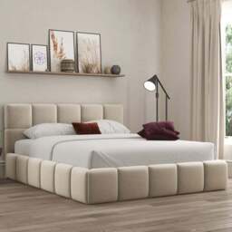 DS Living Ovella King Size Cream Cubed Ottoman Bed - Wilko