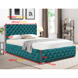 Comfy Living King Size Green Fabric Gaslift Bed Frame with LED Headboard - Wilko - thumbnail 4
