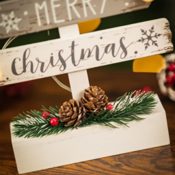 Marco Paul Silver and White LED Wooden Tree Christmas Sign - Size: 39 x 19 x 5cm - Orange - Wilko - thumbnail 4