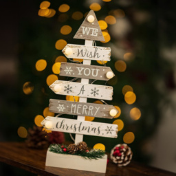 Marco Paul Silver and White LED Wooden Tree Christmas Sign - Size: 39 x 19 x 5cm - Orange - Wilko - thumbnail 5