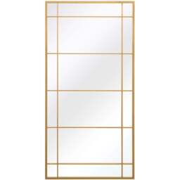 MirrorOutlet The Tabula Gold Metal Framed Window Wall Mirror 180 x 90cm - Wilko