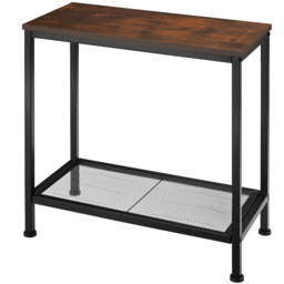 tectake Filton Single Grid Shelf Dark Wood Bedside Table - Size: Single Shelf - Brown - Wilko - thumbnail 5