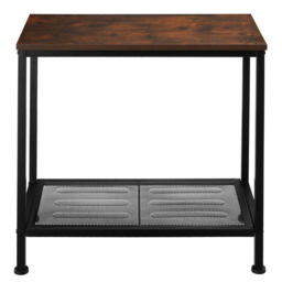 tectake Filton Single Grid Shelf Dark Wood Bedside Table - Size: Single Shelf - Brown - Wilko - thumbnail 4