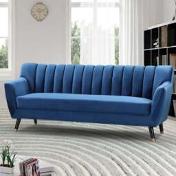 Morgan 3 Seater Blue Plush Velvet Sofa - Artemis Home - Wilko