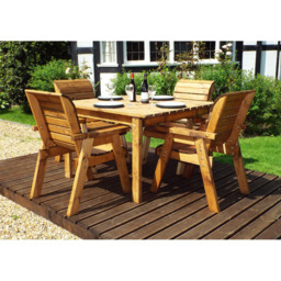 Charles Taylor Solid Wood 4 Seater Square Outdoor Dining Set with Red Cushions - Wilko - thumbnail 6