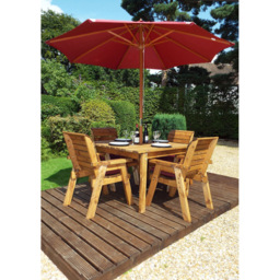 Charles Taylor Solid Wood 4 Seater Square Outdoor Dining Set with Red Cushions - Wilko - thumbnail 7