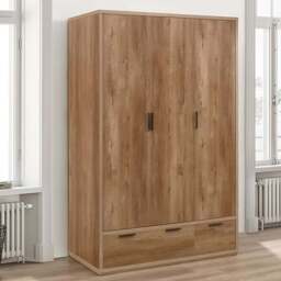 Stockwell 3 Door 2 Drawer Brown Wardrobe - Size: 3 Door, 2 Drawer - Birlea - Wilko - thumbnail 1