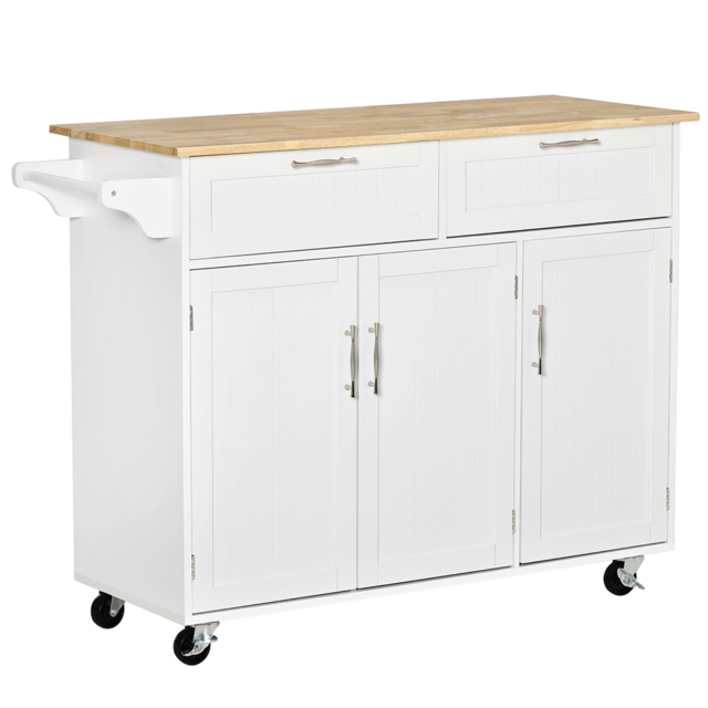 Portland White and Wood Island Kitchen Storage Trolley - Size: 121 x 46 x 91cm - Wilko - image 1