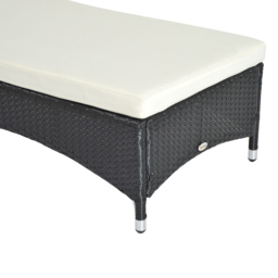 Outsunny Black Rattan Recliner Sun Lounger - Size: 1 Seater - Wilko - thumbnail 5