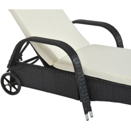 Outsunny Black Rattan Recliner Sun Lounger - Size: 1 Seater - Wilko - thumbnail 4