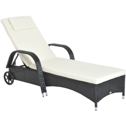 Outsunny Black Rattan Recliner Sun Lounger - Size: 1 Seater - Wilko - thumbnail 3