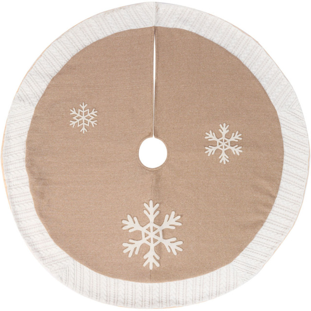 Dibor Beige and White Jute Snowflake Christmas Tree Skirt 120cm - Size: 1 x 120 x 120cm - Wilko - image 1