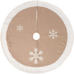 Dibor Beige and White Jute Snowflake Christmas Tree Skirt 120cm - Size: 1 x 120 x 120cm - Wilko - thumbnail 1
