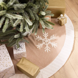 Dibor Beige and White Jute Snowflake Christmas Tree Skirt 120cm - Size: 1 x 120 x 120cm - Wilko - thumbnail 3