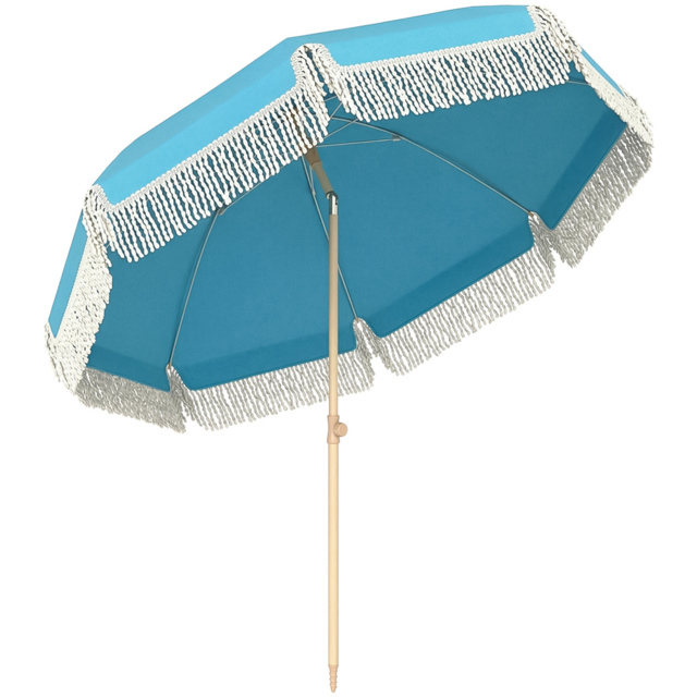 Outsunny Lake Blue Height Adjustable Portable Beach Umbrella 1.7m - Size: 205 x 174 x 174cm - Wilko - image 1