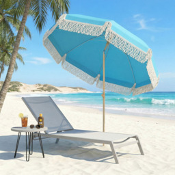 Outsunny Lake Blue Height Adjustable Portable Beach Umbrella 1.7m - Size: 205 x 174 x 174cm - Wilko - thumbnail 4
