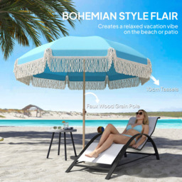 Outsunny Lake Blue Height Adjustable Portable Beach Umbrella 1.7m - Size: 205 x 174 x 174cm - Wilko - thumbnail 5