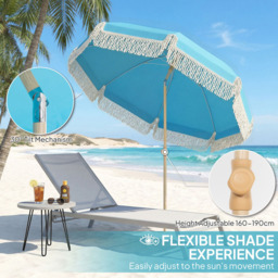 Outsunny Lake Blue Height Adjustable Portable Beach Umbrella 1.7m - Size: 205 x 174 x 174cm - Wilko - thumbnail 6