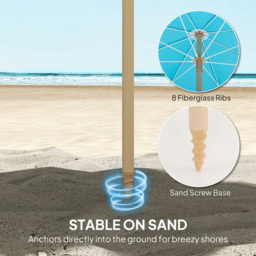 Outsunny Lake Blue Height Adjustable Portable Beach Umbrella 1.7m - Size: 205 x 174 x 174cm - Wilko - thumbnail 7