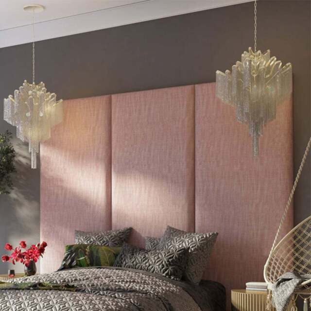 Aspire Furniture Llewelyn-Bowen Luxury Tea Rose Pure Pastel Cotton Wall Mounted Headboard 90cm - Size: Single Pack - Pink - Aspire Beds - Wilko - image 1