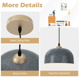 Costway Adjustable Hanging Cable Pendant Light - Size: 28 x 28 x 16cm - Grey - Wilko - thumbnail 7