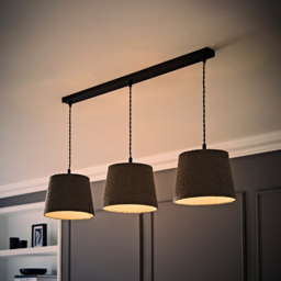 ValueLights Rory Tapered Grey Boucle Lamp Shade 3 Drop Ceiling Pendant Light with LED Bulbs - Size: 123.5 x 98 x 25cm - Black - Wilko - thumbnail 7