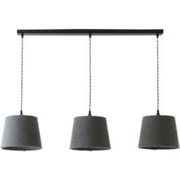ValueLights Rory Tapered Grey Boucle Lamp Shade 3 Drop Ceiling Pendant Light with LED Bulbs - Size: 123.5 x 98 x 25cm - Black - Wilko
