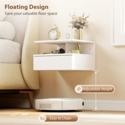 Portland Single Drawer Single Shelf White Floating Nightstand Set of 2 - Wilko - thumbnail 7