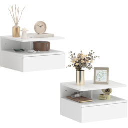 Portland Single Drawer Single Shelf White Floating Nightstand Set of 2 - Wilko - thumbnail 3