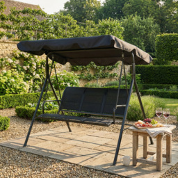 Outdoor Essentials Palma Air Tex 3 Seater Black Swing Chair - Wilko - thumbnail 3